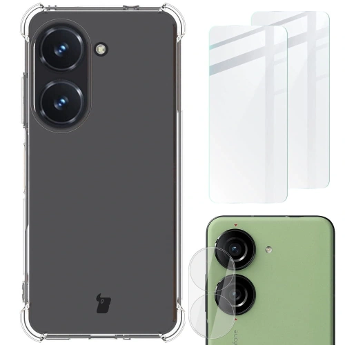 Etui + 2x szkło na ekran + obiektyw Bizon Case Clear Pack do Asus Zenfone 10 przezroczyste