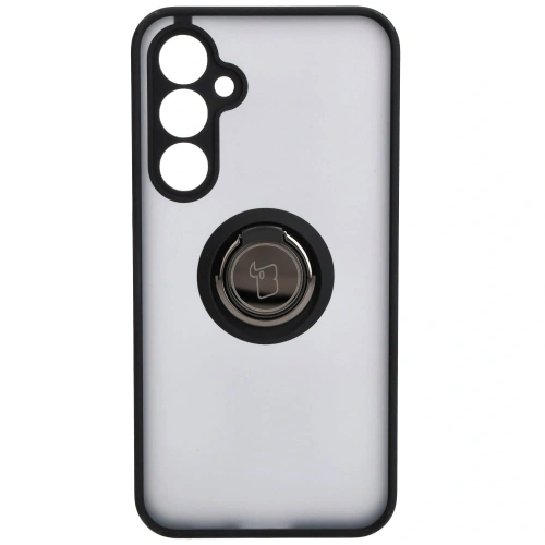 Etui z uchwytem na palec Bizon Case Hybrid Ring do Samsung Galaxy S23 FE przydymione z czarną ramką