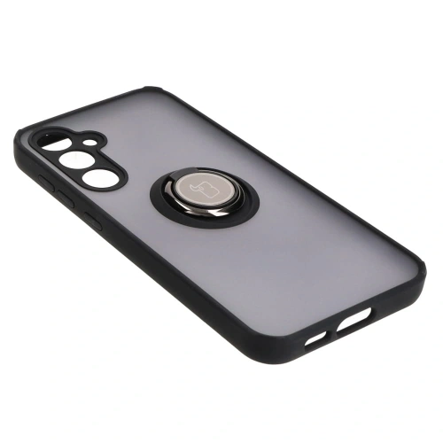 Etui z uchwytem na palec Bizon Case Hybrid Ring do Samsung Galaxy S23 FE przydymione z czarną ramką