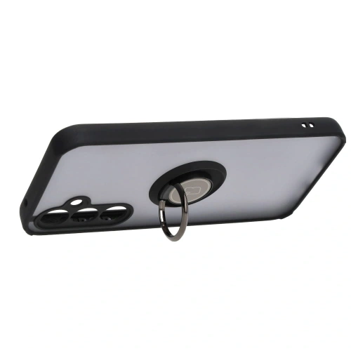 Etui z uchwytem na palec Bizon Case Hybrid Ring do Samsung Galaxy S23 FE przydymione z czarną ramką