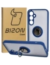 Bizon Case Hybrid Ring Samsung Galaxy S23 FE fumuriu cu un cadru albastru închis