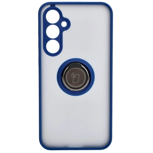 Etui z uchwytem na palec Bizon Case Hybrid Ring do Samsung Galaxy S23 FE przydymione z granatową ramką