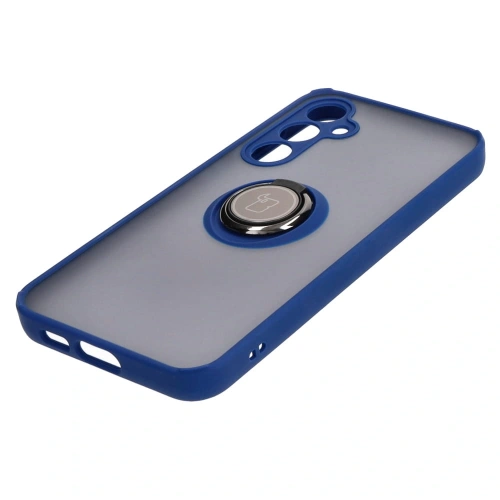 Etui z uchwytem na palec Bizon Case Hybrid Ring do Samsung Galaxy S23 FE przydymione z granatową ramką