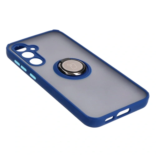 Etui z uchwytem na palec Bizon Case Hybrid Ring do Samsung Galaxy S23 FE przydymione z granatową ramką