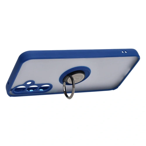 Etui z uchwytem na palec Bizon Case Hybrid Ring do Samsung Galaxy S23 FE przydymione z granatową ramką