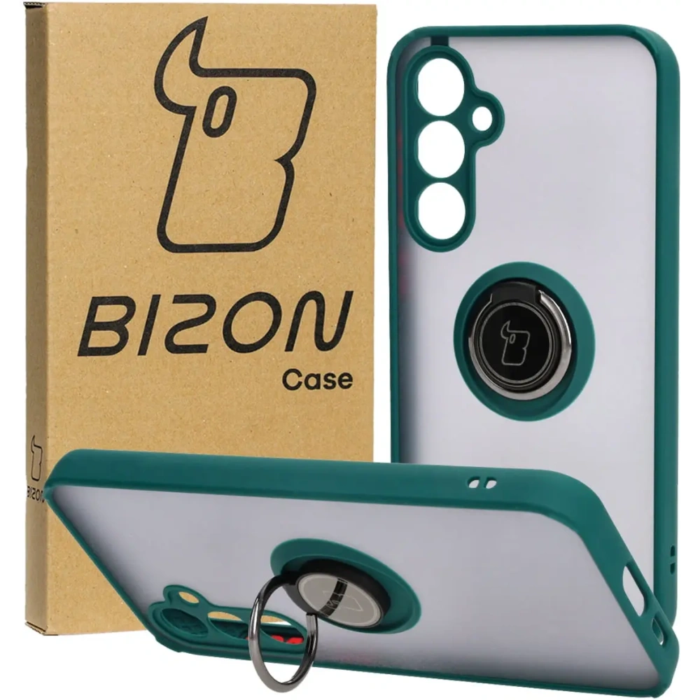 Hurtownia GSM - Bizon Case Hybrid Ring Samsung Galaxy S23 FE fumuriu cu un cadru verde închis - BIZ3366 - {ean13} - Hurt