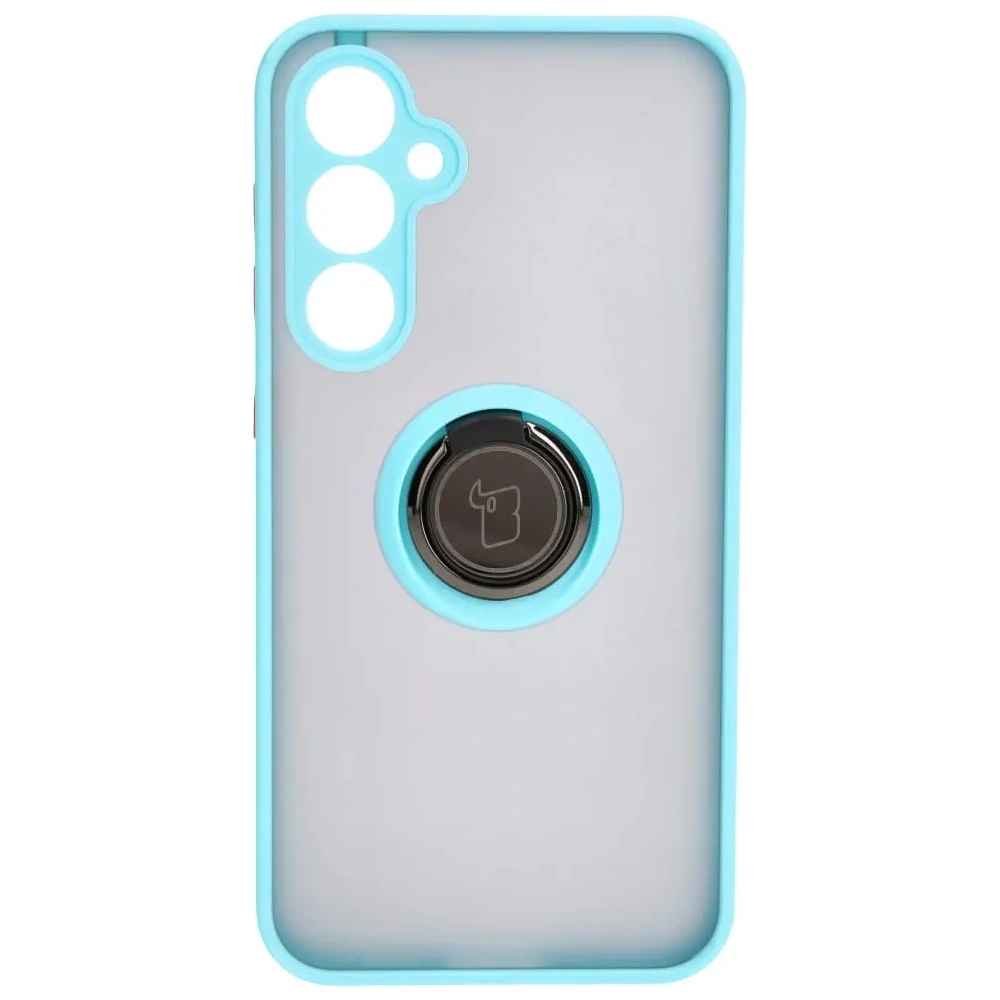 Hurtownia GSM - Caz hibrid Bizon Ring Samsung Galaxy S23 FE fumuriu cu un cadru de culoare albastră deschisă - BIZ3368 - {ean13} - Hurt