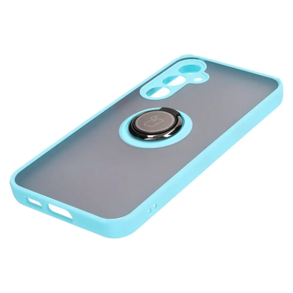 Hurtownia GSM - Caz hibrid Bizon Ring Samsung Galaxy S23 FE fumuriu cu un cadru de culoare albastră deschisă - BIZ3368 - {ean13} - Hurt