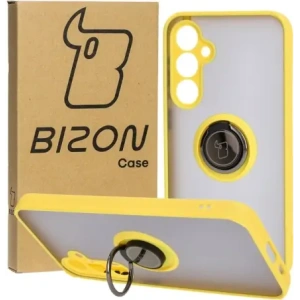 Hurtownia GSM - Etui s úchopem na prst Bizon Case Hybrid Ring pro Samsung Galaxy S23 FE kouřové s žlutým rámem - BIZ3369 - {ean13} - Hurt