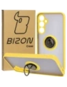Bizon Case Hybrid Ring Samsung Galaxy S23 FE fumuriu cu un cadru galben