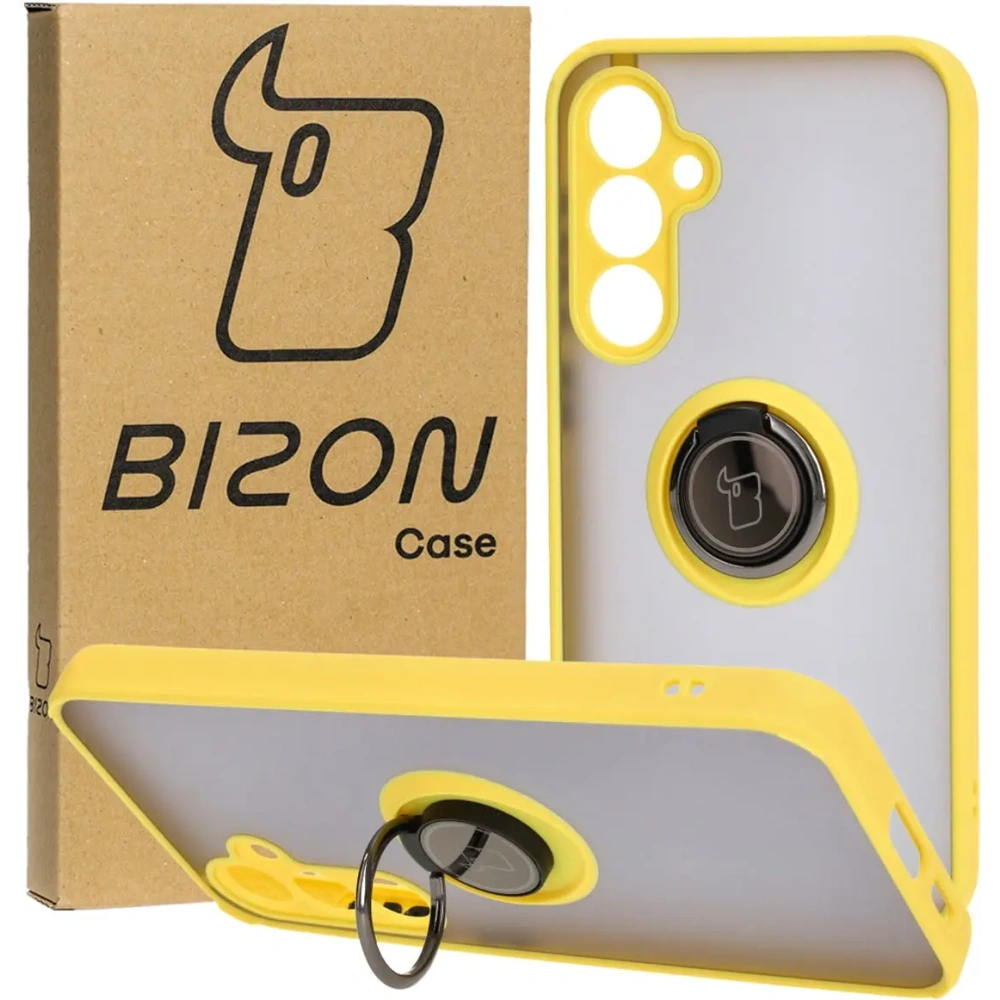 Hurtownia GSM - Bizon Case Hybrid Ring Samsung Galaxy S23 FE fumuriu cu un cadru galben - BIZ3369 - {ean13} - Hurt