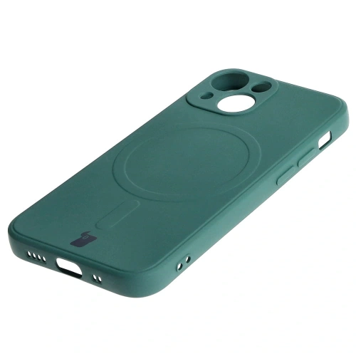 Etui Bizon Case Silicone MagSafe Sq do Apple iPhone 13 Mini ciemnozielone
