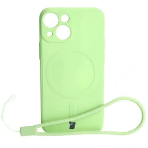 Etui Bizon Case Silicone MagSafe Sq do Apple iPhone 13 Mini jasnozielone