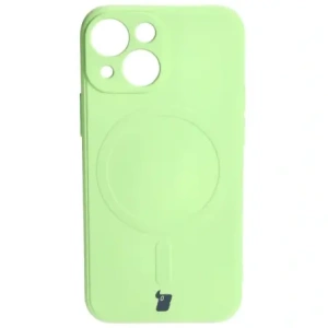 Etui Bizon Case Silicone MagSafe Sq do Apple iPhone 13 Mini jasnozielone