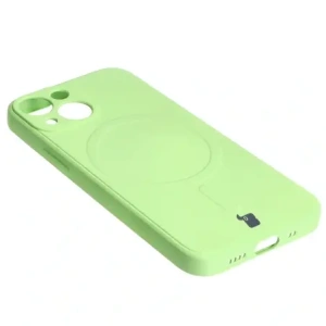 Etui Bizon Case Silicone MagSafe Sq do Apple iPhone 13 Mini jasnozielone
