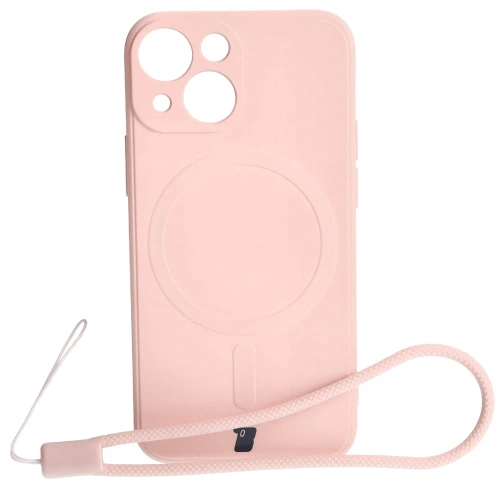 Etui Bizon Case Silicone MagSafe Sq do Apple iPhone 13 Mini jasnoróżowe