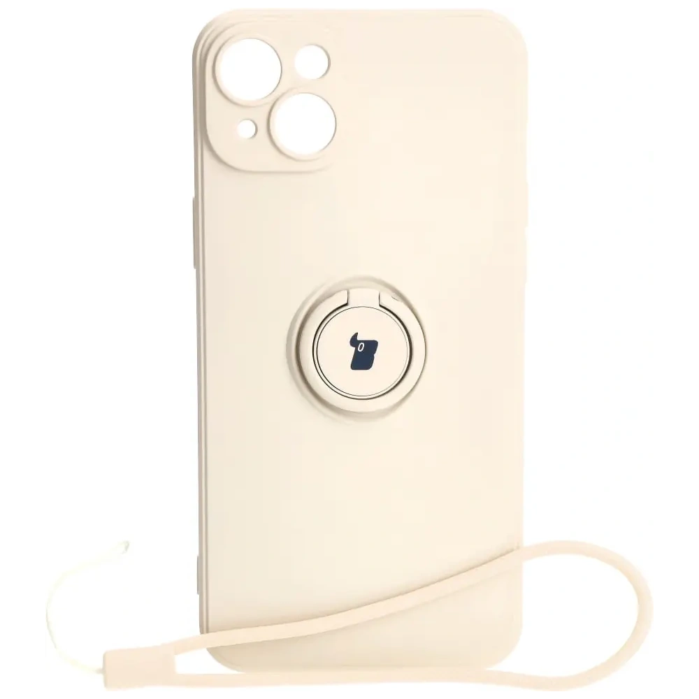 Wholesale Bizon Case Silicone Ring Sq Apple iPhone 15 Plus beige - BIZ3397 - {ean13} - Hurt