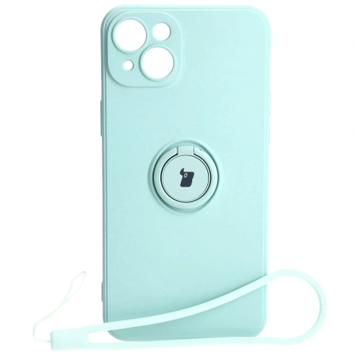 Etui Bizon Case Silicone Ring Sq do Apple iPhone 15 Plus turkusowe