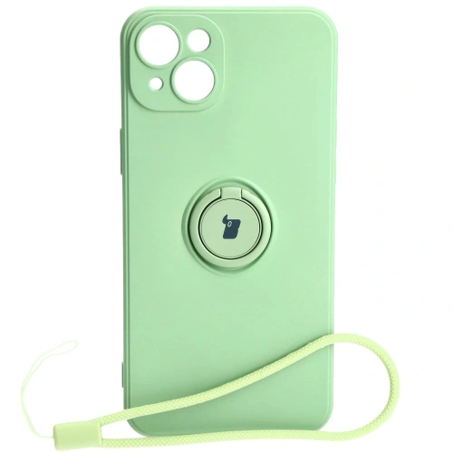 Etui Bizon Case Silicone Ring Sq do Apple iPhone 15 Plus jasnozielone