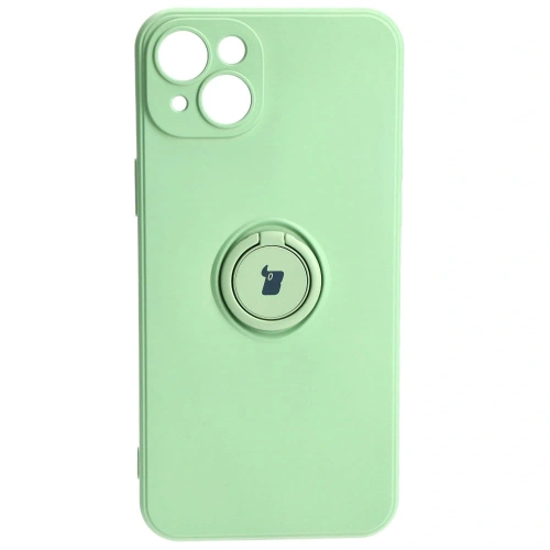 Etui Bizon Case Silicone Ring Sq do Apple iPhone 15 Plus jasnozielone