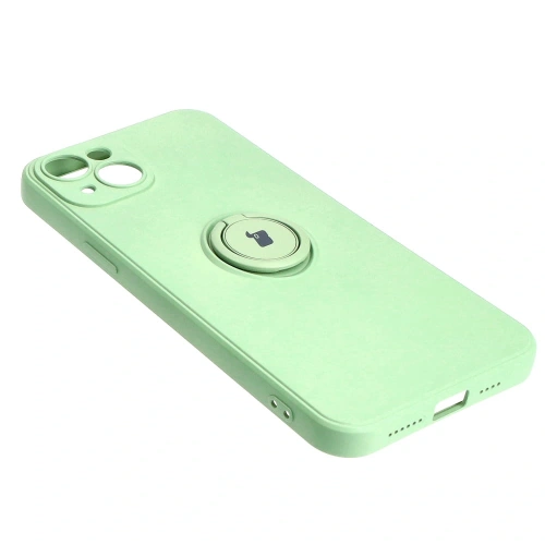 Etui Bizon Case Silicone Ring Sq do Apple iPhone 15 Plus jasnozielone