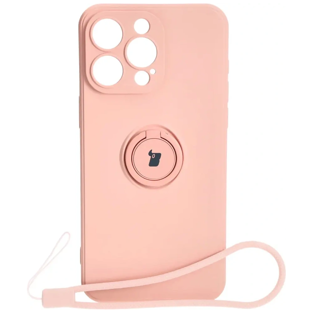 Hurtownia GSM - Bizon Case Silicone Ring Sq Apple iPhone 15 Pro Max roz deschis - BIZ3432 - {ean13} - Hurt