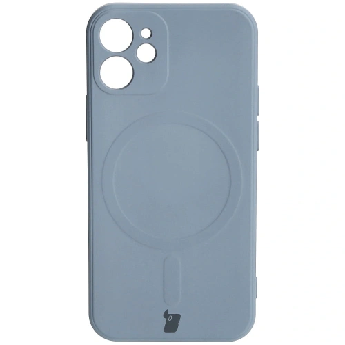 Etui Bizon Case Silicone MagSafe Sq do Apple iPhone 12 Mini szare