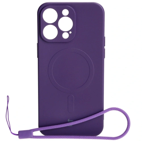 Etui silikonowe z pierścieniem magnetycznym Bizon Case Silicone Magnetic do Apple iPhone 15 Pro Max śliwkowe