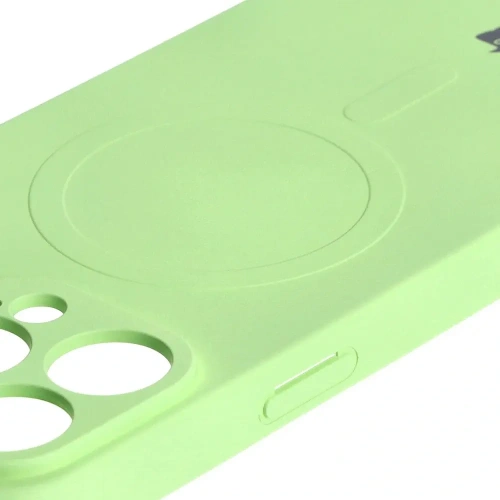 Etui silikonowe z pierścieniem magnetycznym Bizon Case Silicone Magnetic do Apple iPhone 15 Pro Max jasnozielone