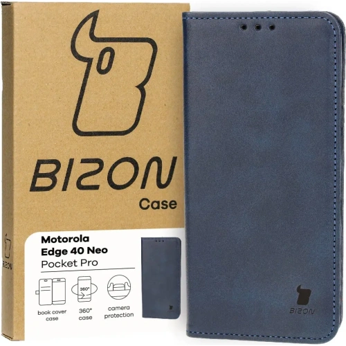 Etui z klapką Bizon Case Pocket Pro do Motorola Edge 40 Neo granatowe