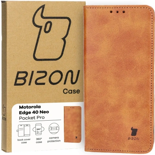 Etui z klapką Bizon Case Pocket Pro do Motorola Edge 40 Neo brązowe