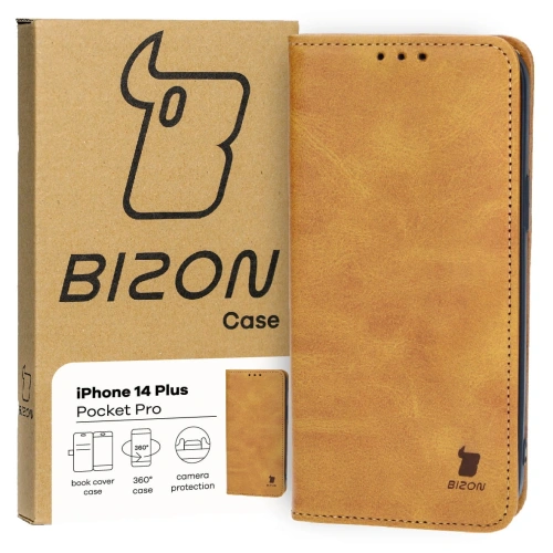 Etui z klapką Bizon Case Pocket Pro do Apple iPhone 14 Plus brązowe