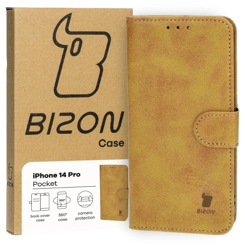 Etui z klapką Bizon Case Pocket do Apple iPhone 14 Pro brązowe