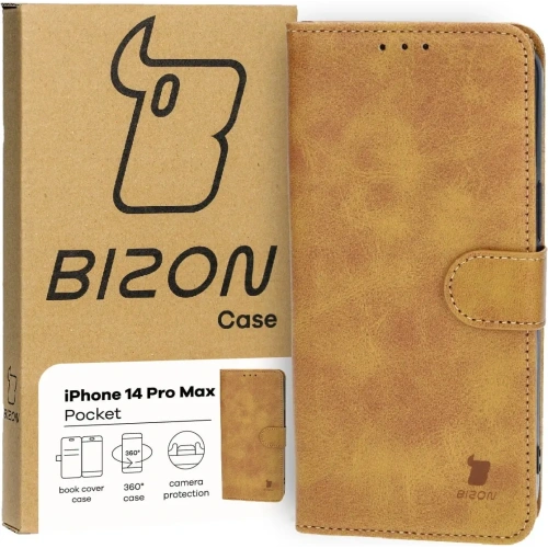 Etui z klapką Bizon Case Pocket do Apple iPhone 14 Pro Max brązowe