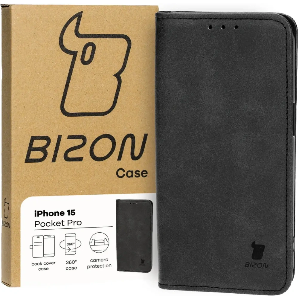 Hurtownia GSM - Etui s klopou Bizon Case Pocket Pro pro Apple iPhone 15 černé - BIZ3482 - {ean13} - Hurt