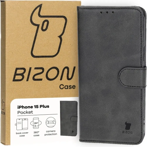 Etui z klapką Bizon Case Pocket do Apple iPhone 15 Plus czarne