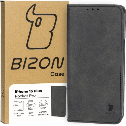 Etui z klapką Bizon Case Pocket Pro do Apple iPhone 15 Plus czarne