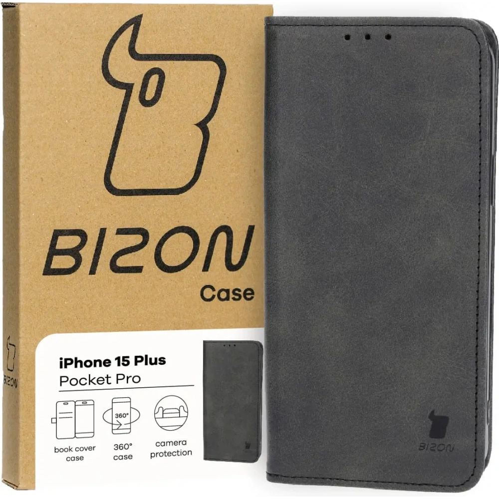 Hurtownia GSM - Bizon Case Pocket Pro Apple iPhone 15 Plus negru - BIZ3487 - {ean13} - Hurt