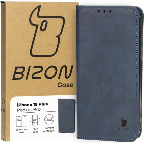 Etui z klapką Bizon Case Pocket Pro do Apple iPhone 15 Plus granatowe