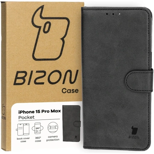Etui z klapką Bizon Case Pocket do Apple iPhone 15 Pro Max czarne