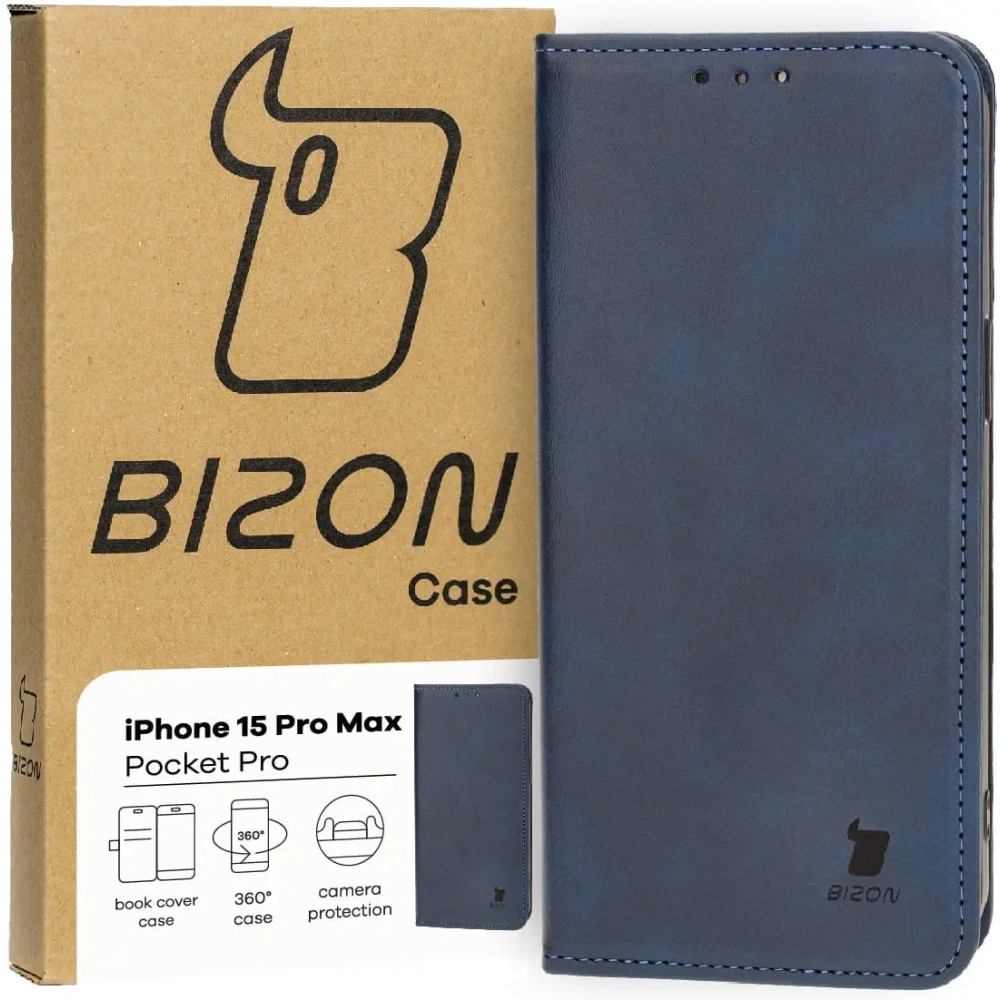 Hurtownia GSM - Etui z klapką Bizon Case Pocket Pro do Apple iPhone 15 Pro Max tmavě modré - BIZ3493 - {ean13} - Hurt