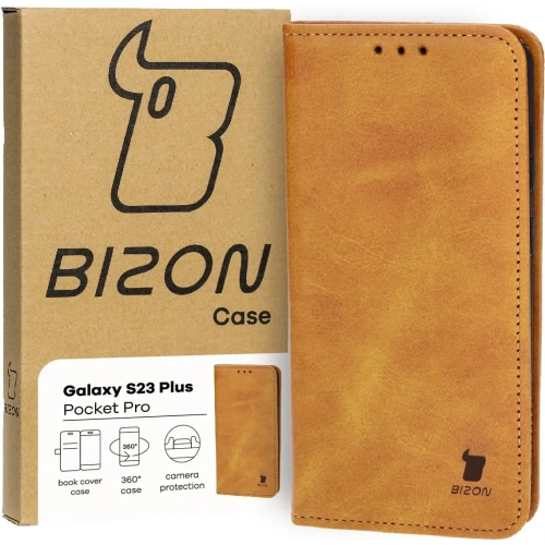Etui z klapką Bizon Case Pocket Pro do Samsung Galaxy S23 Plus brązowe