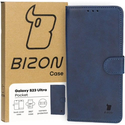 Etui z klapką Bizon Case Pocket do Samsung Galaxy S23 Ultra granatowe