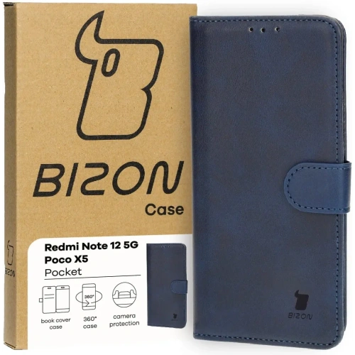 Etui z klapką Bizon Case Pocket do Xiaomi Redmi Note 12 5G / Xiaomi Poco X5 granatowe