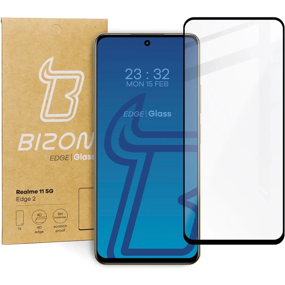 Hurtownia GSM - Szkło hartowane Bizon Glass Edge 2 do Realme 11 5G czarne - BIZ3506 - {ean13} - Hurt