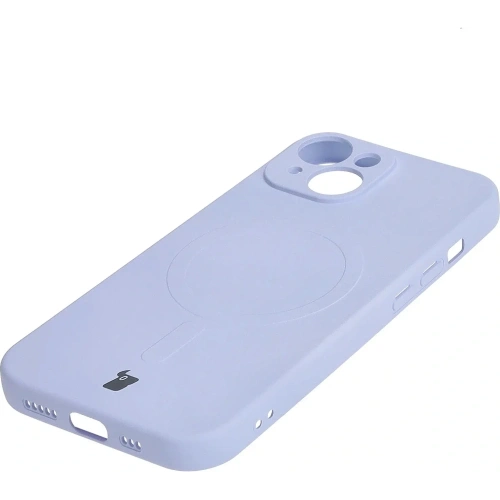 Etui silikonowe z pierścieniem magnetycznym Bizon Case Silicone Magnetic do Apple iPhone 15 jasnofioletowe