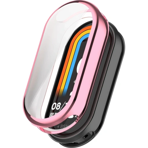 Etui z osłoną ekranu Bizon Case Watch Felipe do Xiaomi Mi Smart Band 8 różowe
