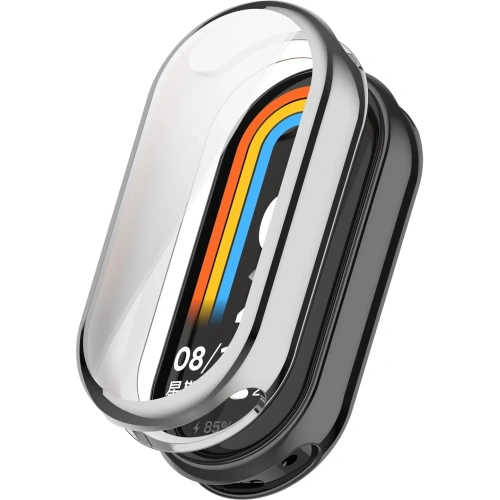 Etui z osłoną ekranu Bizon Case Watch Felipe do Xiaomi Mi Smart Band 8 srebrne