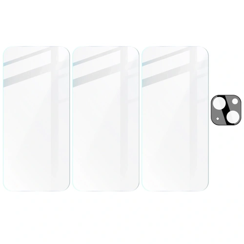 3x Szkło na ekran + szkło na aparat BIZON Clear do Apple iPhone 15