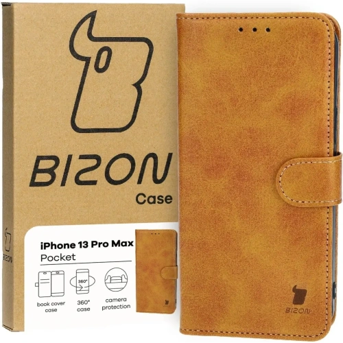 Etui z klapką Bizon Case Pocket do Apple iPhone 13 Pro Max brązowe